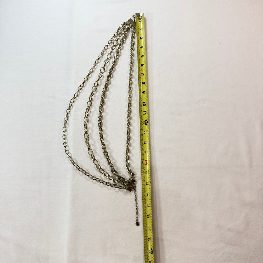 Multi Strand Layered Necklace Women Gold Tone Link Chain 18-21" - Picture 2 of 2